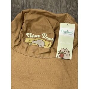 PUSHEEN‎ Cat & Sloth Bucket Hat Brown Sun Hat Slow Down One Size Anime Kawaii